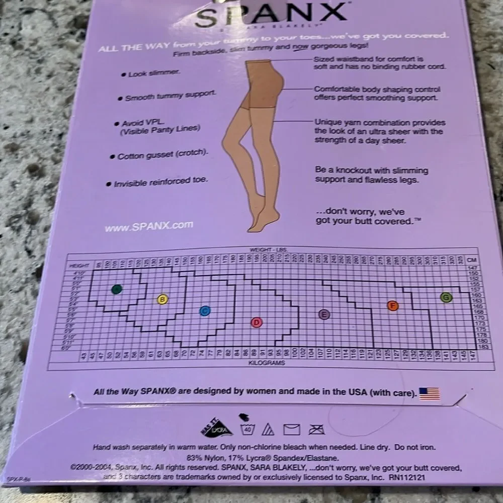SPANX All the Way Tummy to Toes Full Length Hose Nude Medium Control Size G NIP